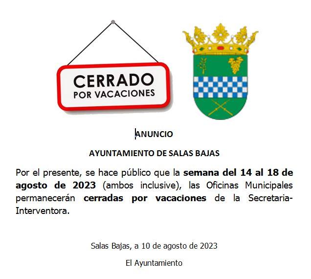 Imagen Ayuntamiento cerrado por vacaciones