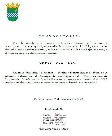 Imagen Pleno Extraordinario en Salas Bajas