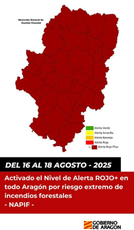 Alerta máxima ROJO PLUS por riesgo de incendio en toda la Comunidad...