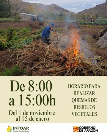 Horario de quemas de residuos vegetales