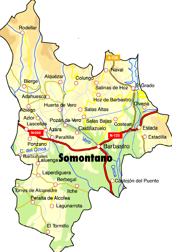 Imagen: Mapa Comarca Somontano